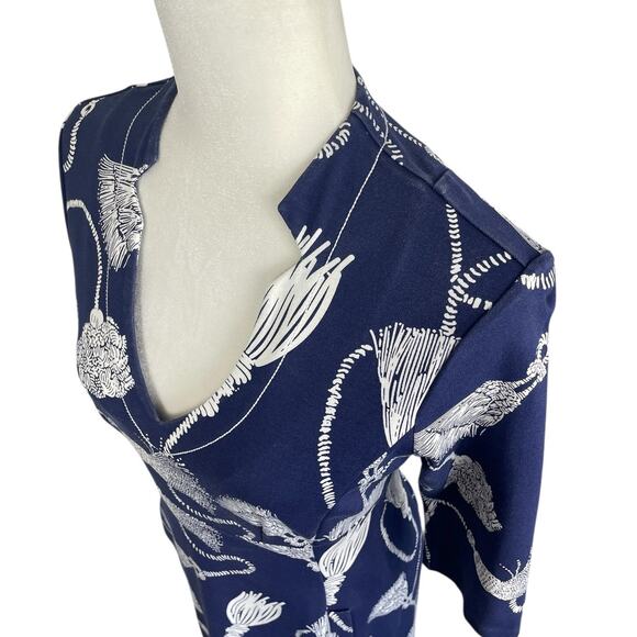 Lilly Pulitzer Joanie Sheath Dress Navy Blue Size Small Nautical Tassels Rope - Picture 3 of 16
